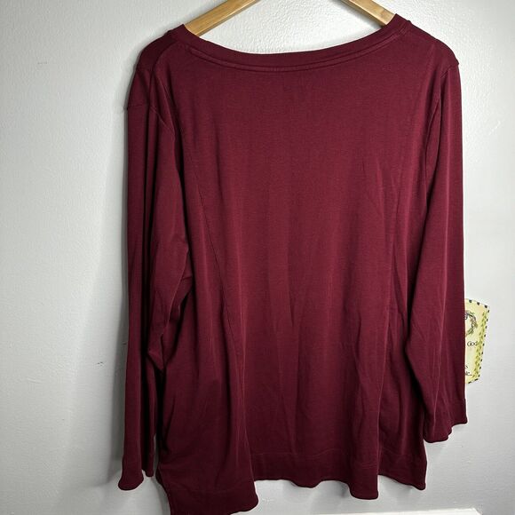 Chico's Women's The Ultimate Tee Size 4 XXL LONG Sleeve QUALITY Tee Red Pockets - Picture 7 of 9